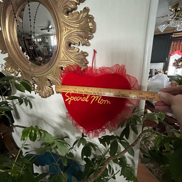 Hanging Red Velvet Valentine Heart Pillow - Picture 5 of 6